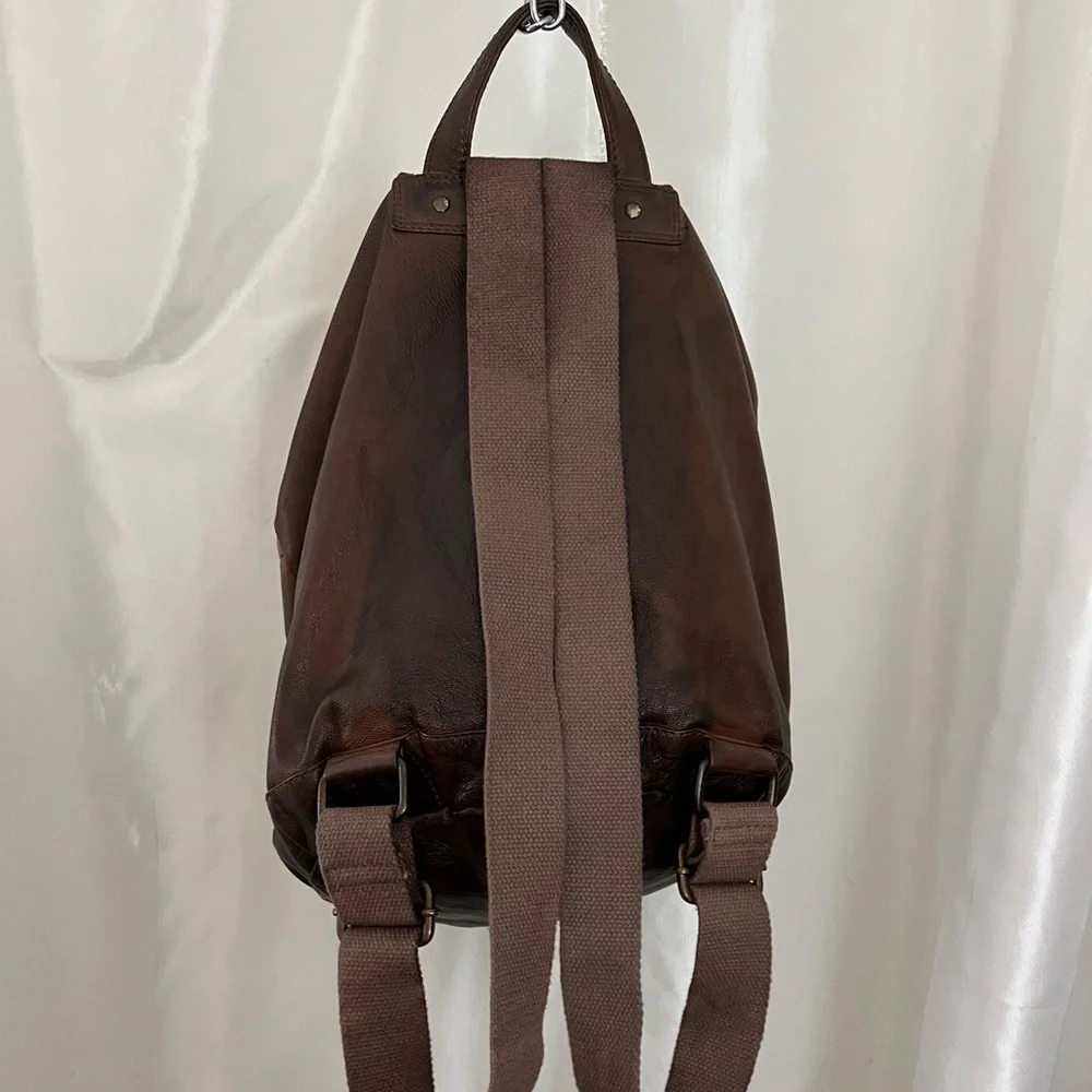 Free People Two-Tone Brown Leather Backpack